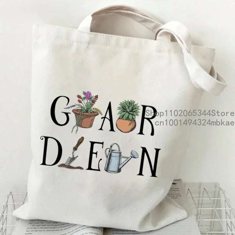 Soft Canvas Floral Cartoon Tote | Unisex Garden Print Shoulder Bag Luxegan