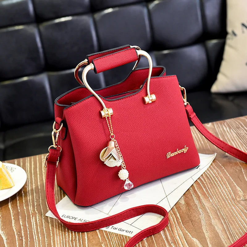 Luxury Handle Bags for Women | PU Leather Pendant Crossbody Bag & Large Capacity Messenger Handbag (Middle-Aged Mommy Bags Tote Purse) Luxegan
