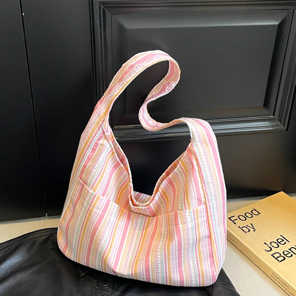 Pleated Striped Cloth Bag | Bento & Storage Bag Luxegan