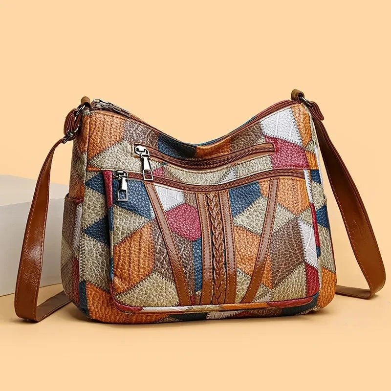 Women’s Elegant Vintage Crossbody Bag | Trendy Retro Fashion Handbag | Multi-Pocket All-Match Shoulder Bag | Soft PU Leather Casual Tote for Daily Use Luxegan