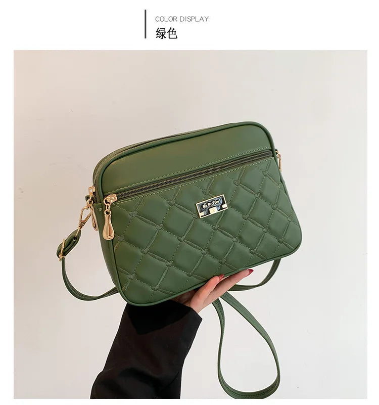 Women's New Cross Border Foreign Trade Lingge PU Crossbody Bag | Versatile Small Messenger Bag & One Shoulder Square Handbag Luxegan