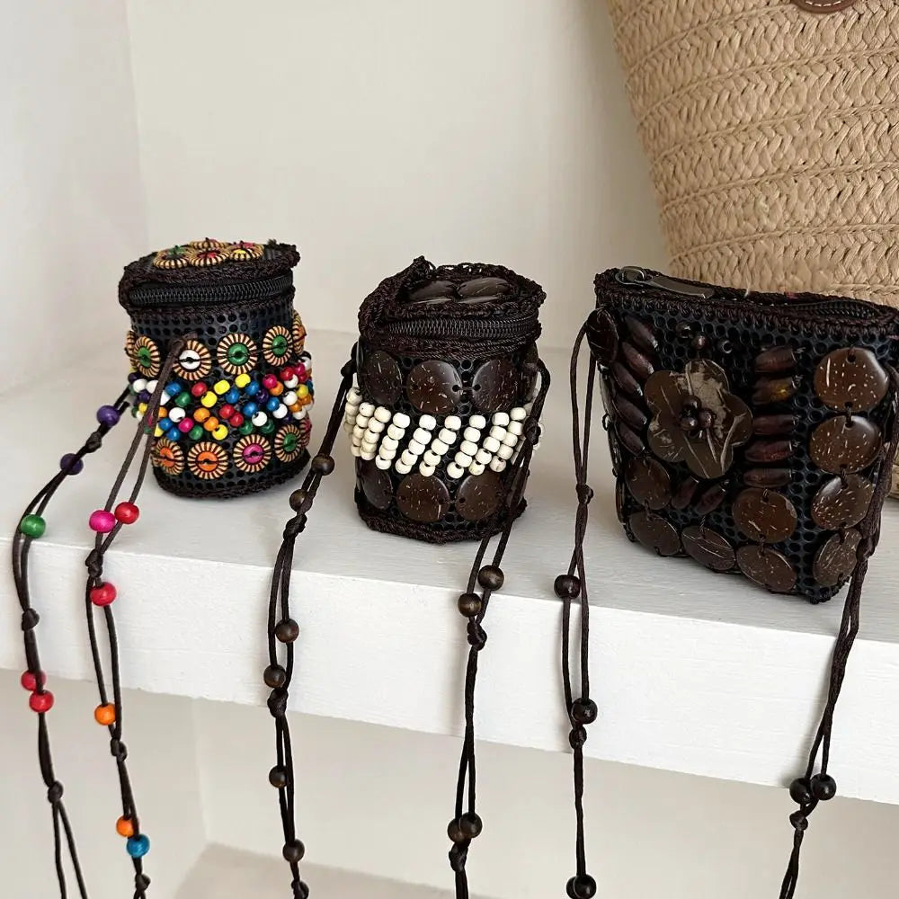 Soft TPU Ethnic Style Tote Bag | Large Capacity Handmade Weave Coconut Shell Bag Luxegan