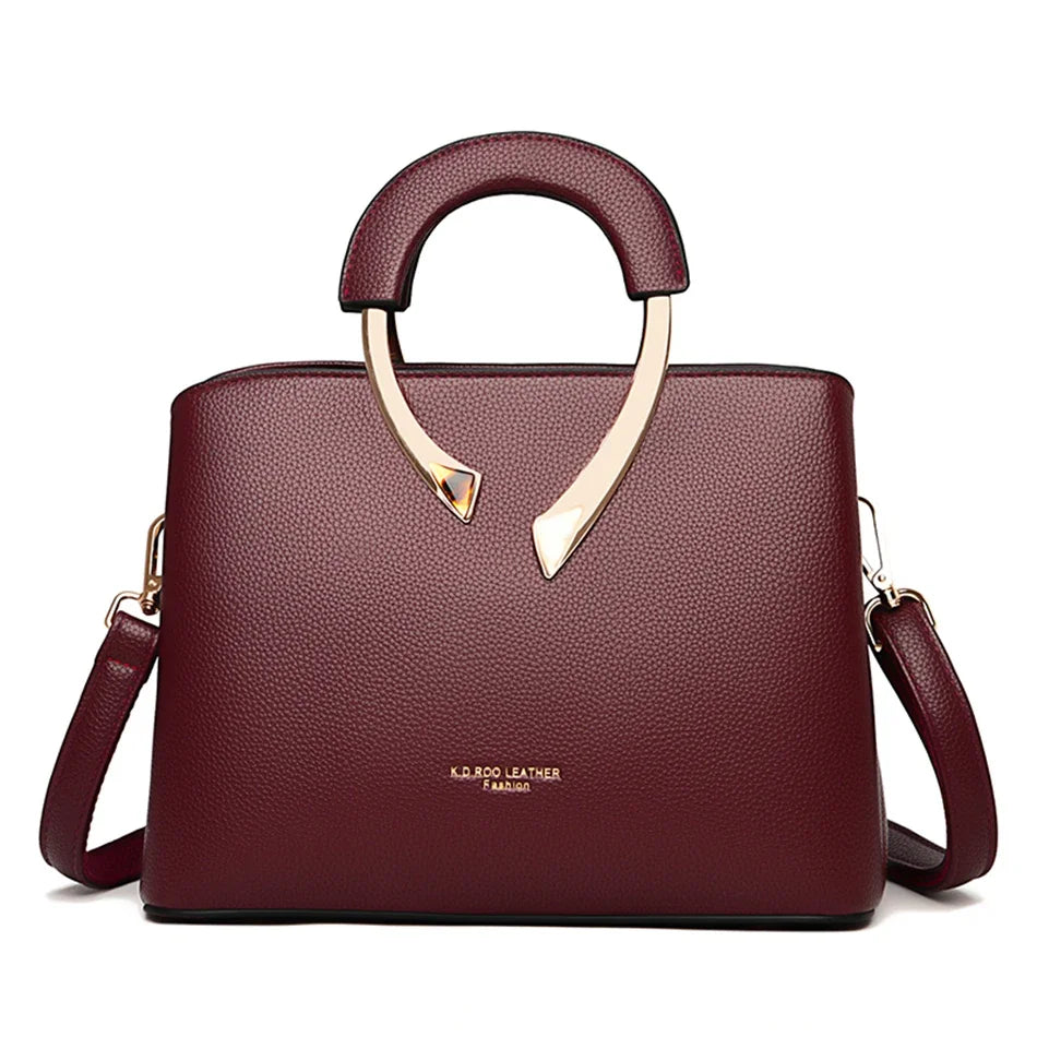 High-Quality Microfiber Leather Casual Tote | Luxury Designer Handbag for Women | Sophisticated Shoulder & Crossbody Bag | Elegant Solid Color Satchel with Smart Partitioning Luxegan