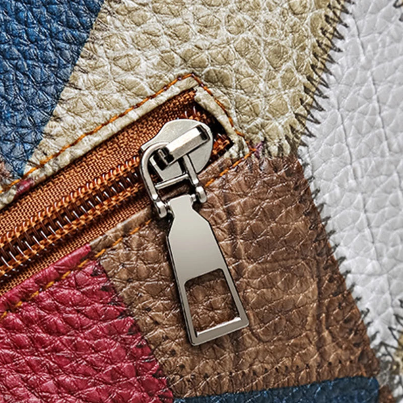 PU Leather Patchwork Casual Tote | Soft Vintage Large Capacity Shoulder Bag Luxegabn