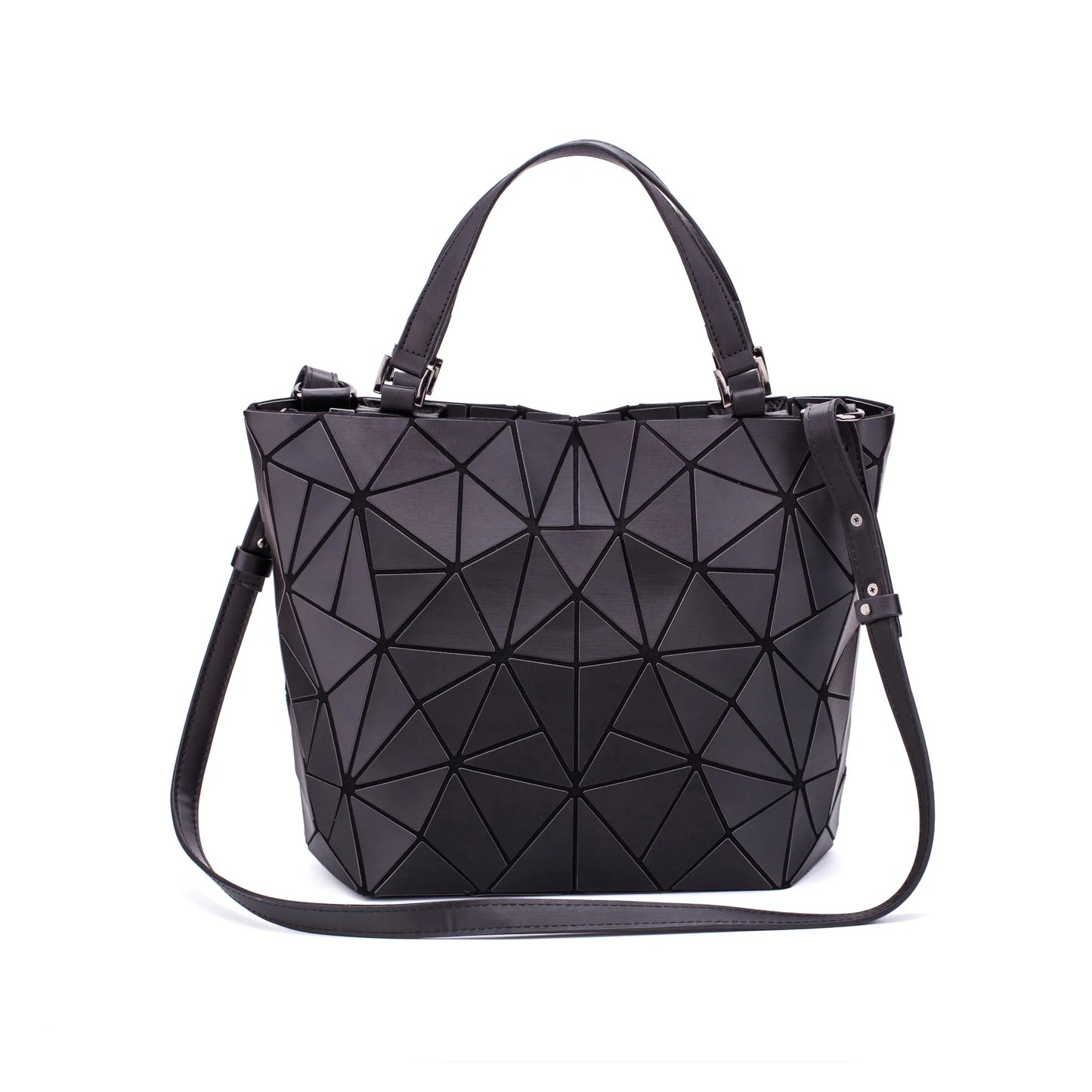 Matte Geometric Diamond Shoulder Bag | Large Capacity PU Leather Bucket & Crossbody Tote Handbag for Women Luxegan