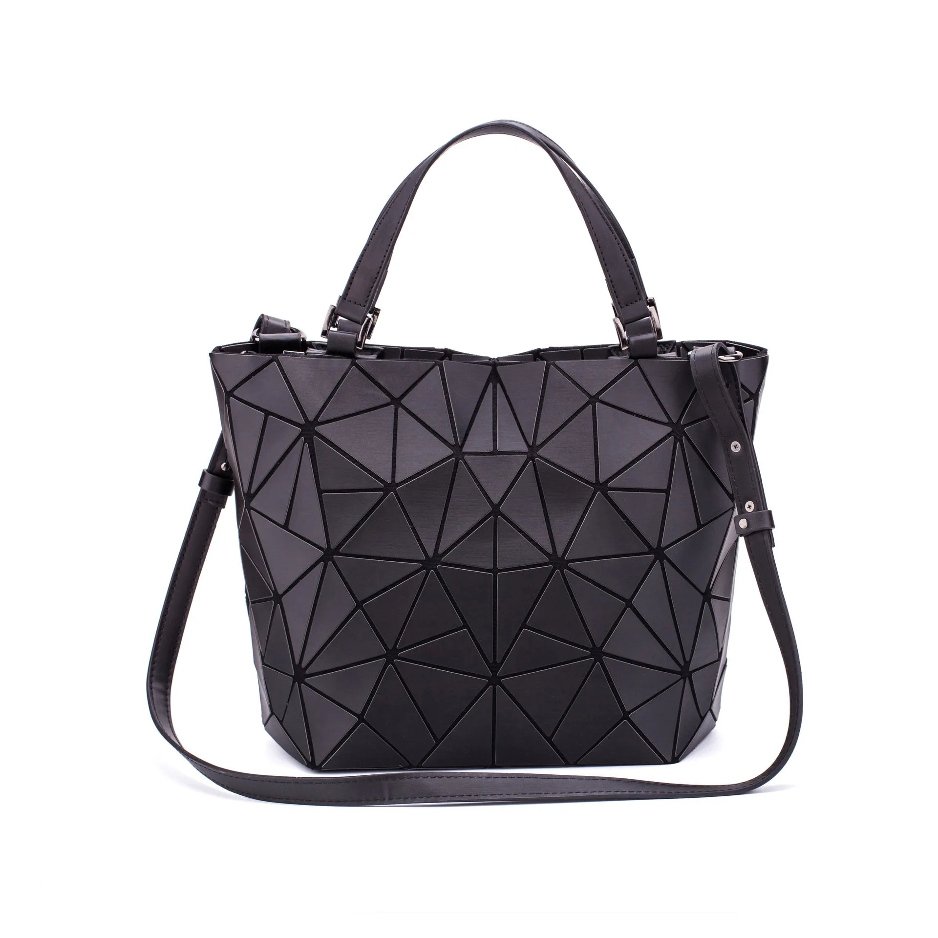 Matte Geometric Diamond Shoulder Bag | Large Capacity PU Leather Bucket & Crossbody Tote Handbag for Women Luxegan