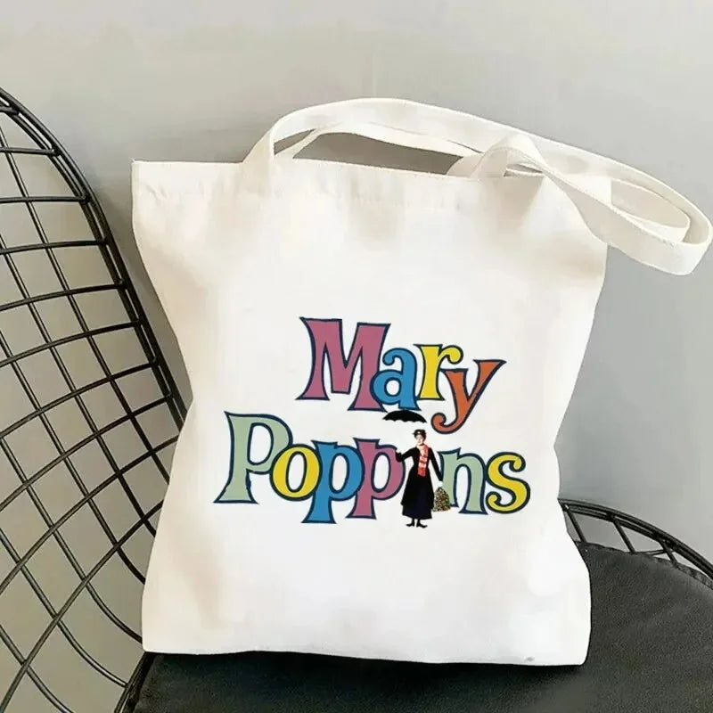 Canvas Cartoon Mary Poppins Tote | Soft Large Capacity Eco Shopping Bag Luxegan