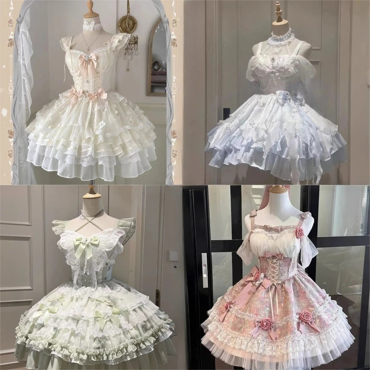 Women's Vintage Sweet Party Dress | Cute Y2k Bandage Birthdays Cake Dress | Elegant O-Neck Slim Fit Mini Dress | Premium Tatting Non-Stretch A-Line Vestido Model HD12215 Luxegan