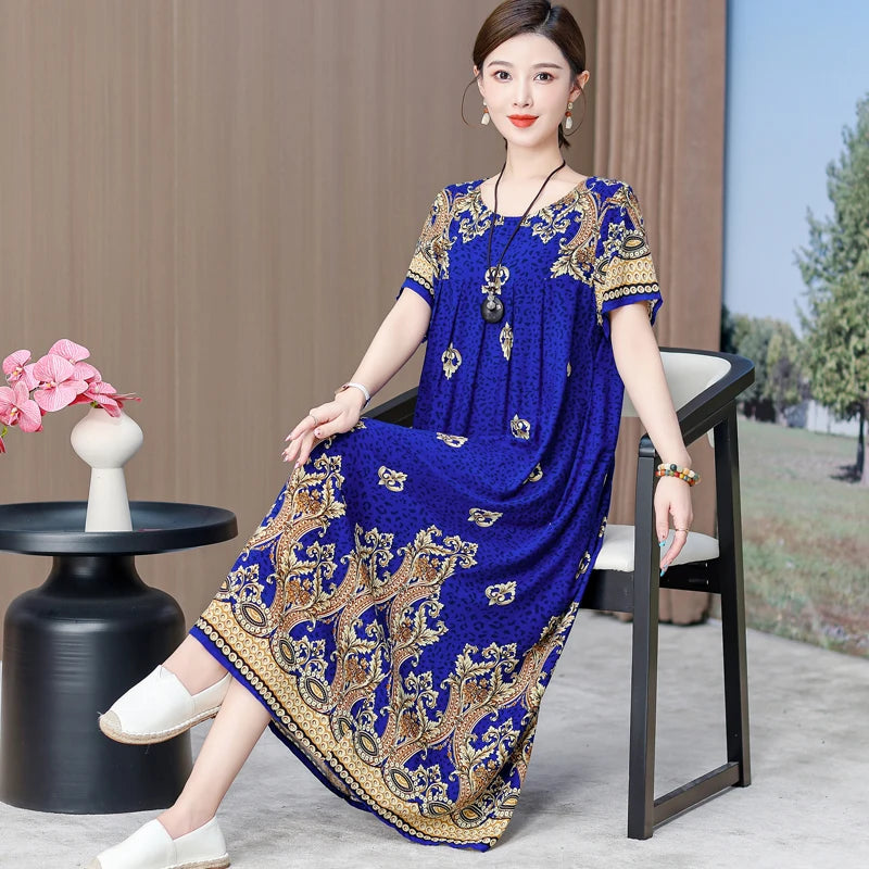 New 2025 Women Dress Female Casual short Sleeve cotton Dresses loose solid Vintage Sweet Clothing Vestidos  vestido verano