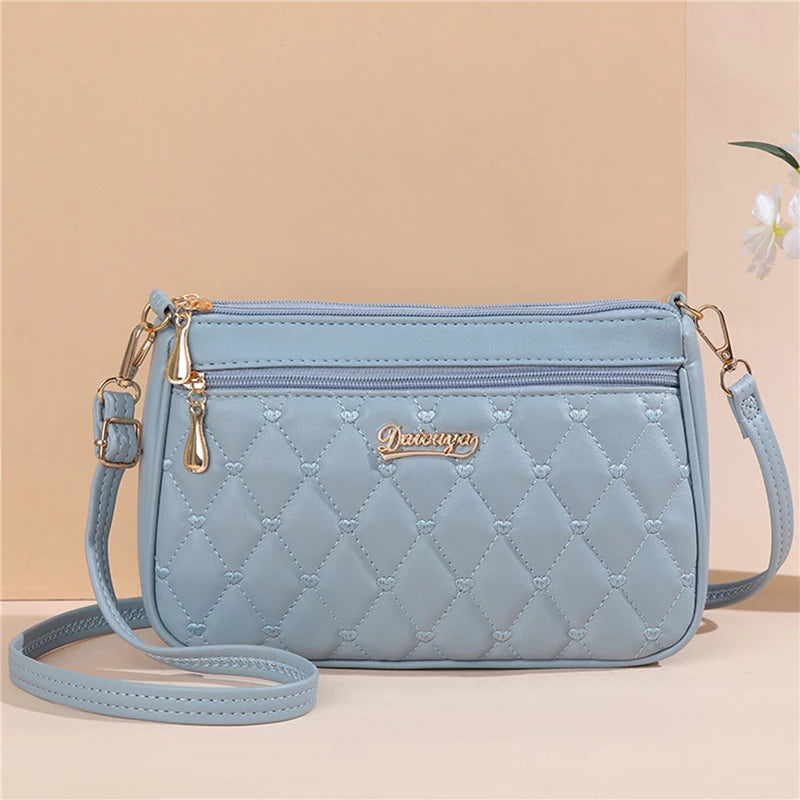 New Fashion Embroidery Thread Shoulder Bag | Sophisticated PU Leather Crossbody | Elegant Large-Capacity Small Purse | "Dignified" Soft Casual Tote for Versatile Daily Styling Luxegan