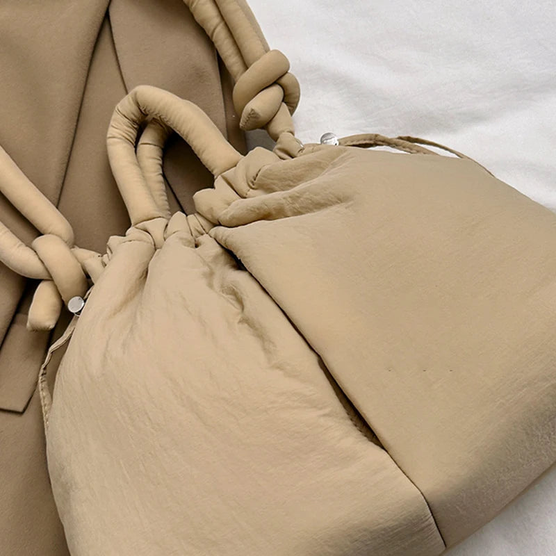 New Korean Fashion Fabric Shoulder Bag | Soft Dacron Crossbody Bag & Mini Underarm Tote Luxegan