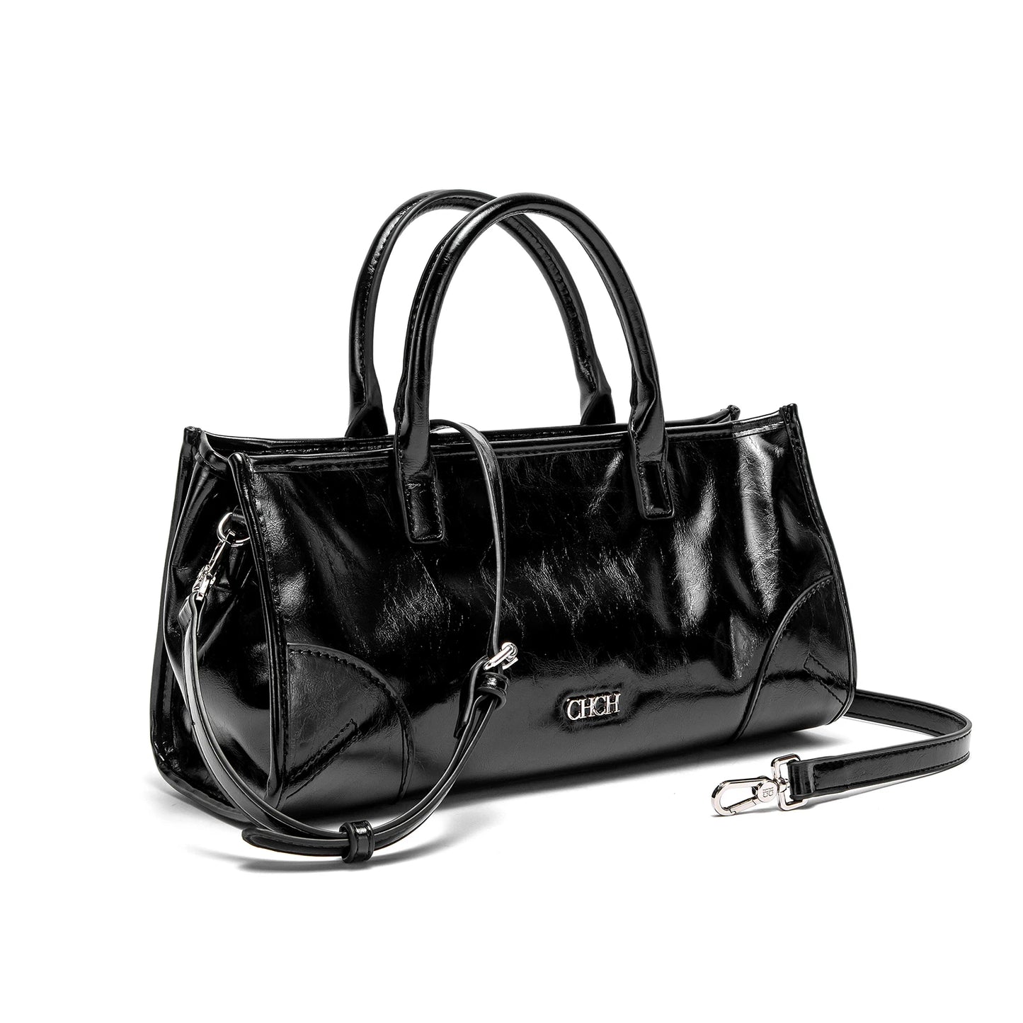 Soft Black Marble Pattern Baguette Bag | Detachable Strap Shoulder Bag Luxegan