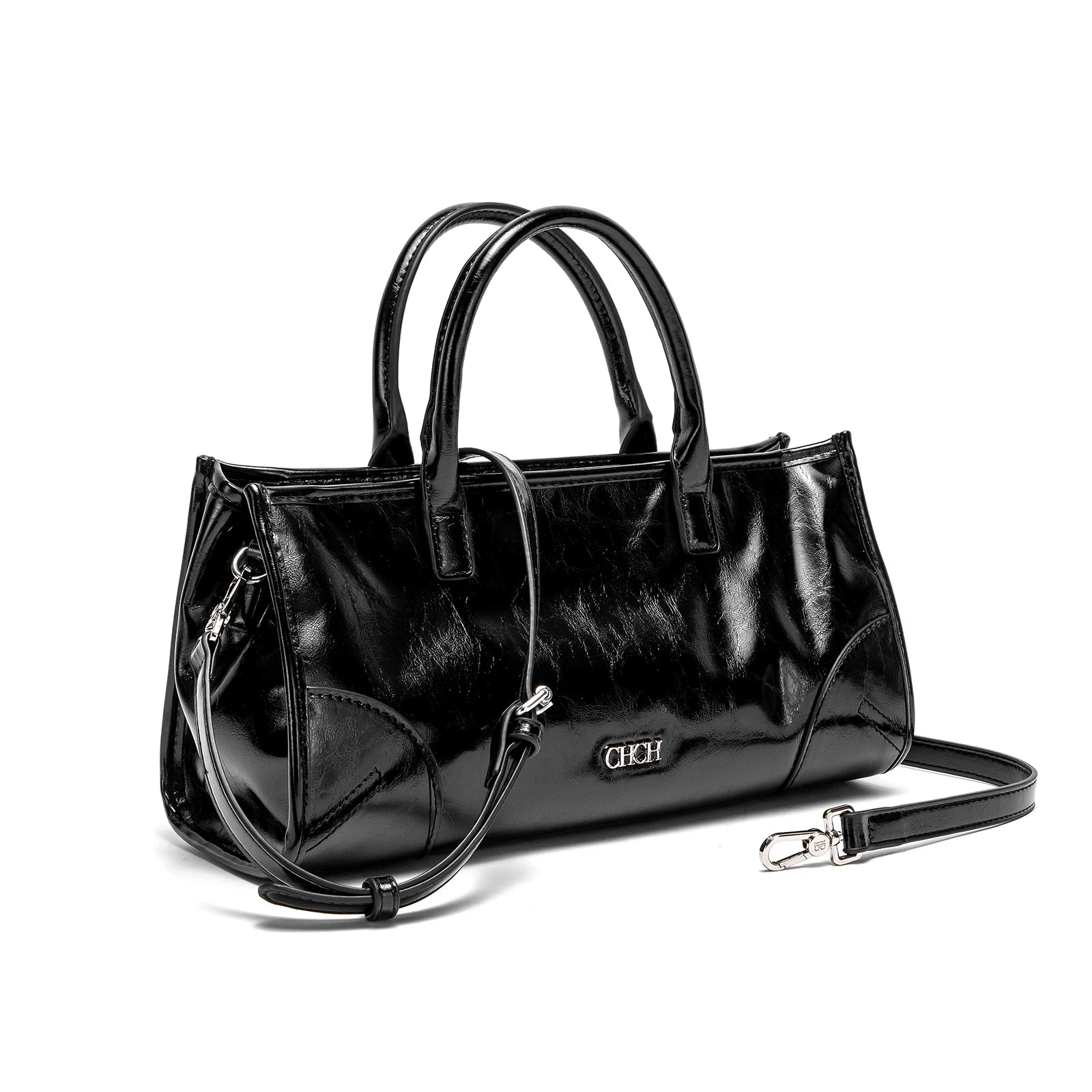 Soft Black Marble Pattern Baguette Bag | Detachable Strap Shoulder Bag Luxegan