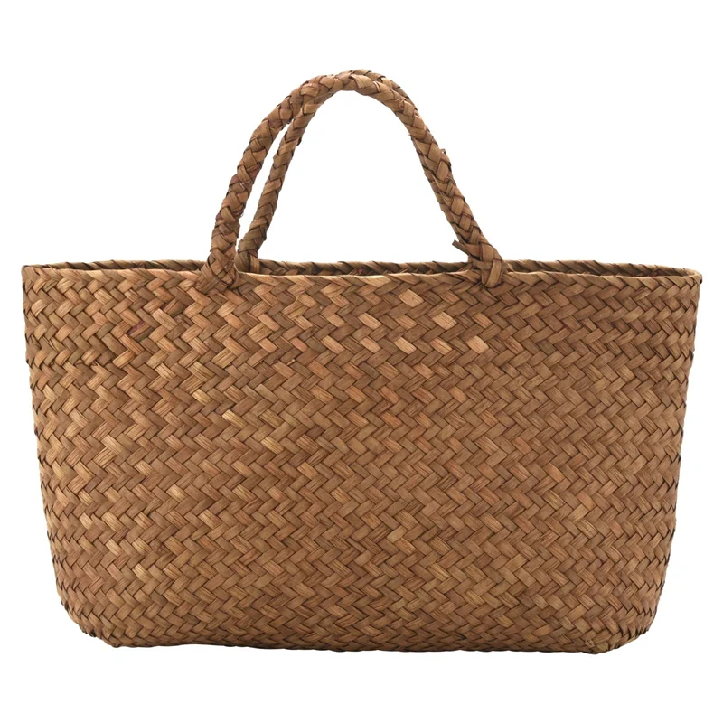 Casual Straw Woven Handbag | Natural Wicker Square Tote Bag | Handmade Mini Rattan Shoulder Bag | Artisan Braided Summer Garden Purse for Women Luxegan