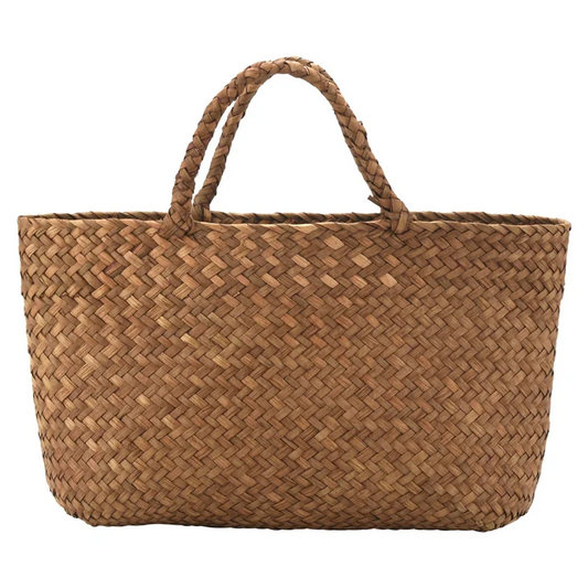 Casual Straw Woven Handbag | Natural Wicker Square Tote Bag | Handmade Mini Rattan Shoulder Bag | Artisan Braided Summer Garden Purse for Women Luxegan