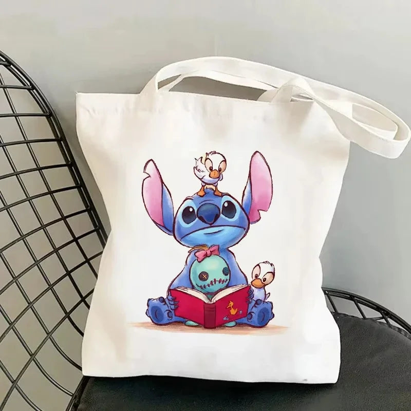 Disney Lilo & Stitch Cartoon Canvas Bag | Unisex Large Capacity Student Backpack & Shoulder Tote | Casual Shopping Totes Luxegan