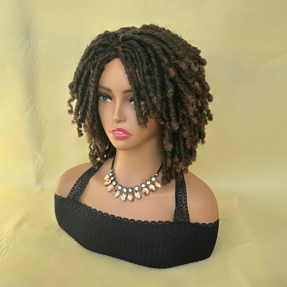 Short Synthetic Dreadlock Wig Afro Crochet Twist Hair Wigs For Black Women Curly Naturel Soft Faux Locs Wig Luxegan