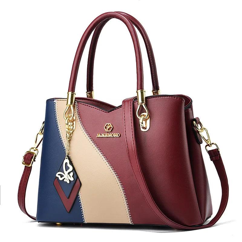 Fashion Contrasting Handbag | Large Capacity Temperament Elegant Mother Bag & Middle-Aged Shoulder Bag Luxegan