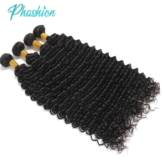 Phashion Deep Human Hair Bundles 1/3 Pcs/Lot 30 32 Inch 100% Remy Hair Extensions For Black Women Brazilian Weave Natural Color