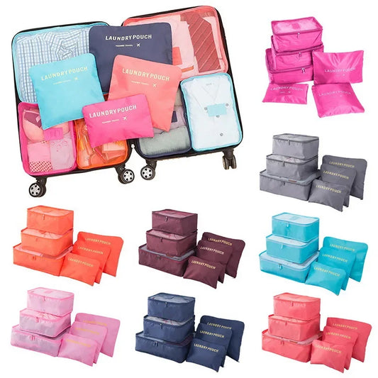 6pcs Set Travel Storage Bags | Suitcase Packing Set & Portable Luggage Organizer (Clothes Shoe Foldable Organizer) Luxegan