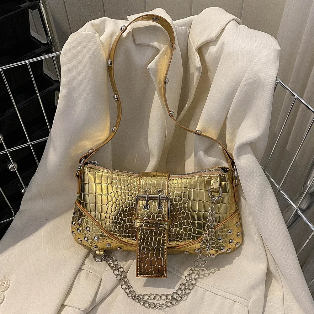Fashion Women's Shoulder Bag | Y2K Armpit Bag & Luxury Design Pleated Underarm Bag (Solid Color Messenger Purse Hobos Handbags) Luxegan