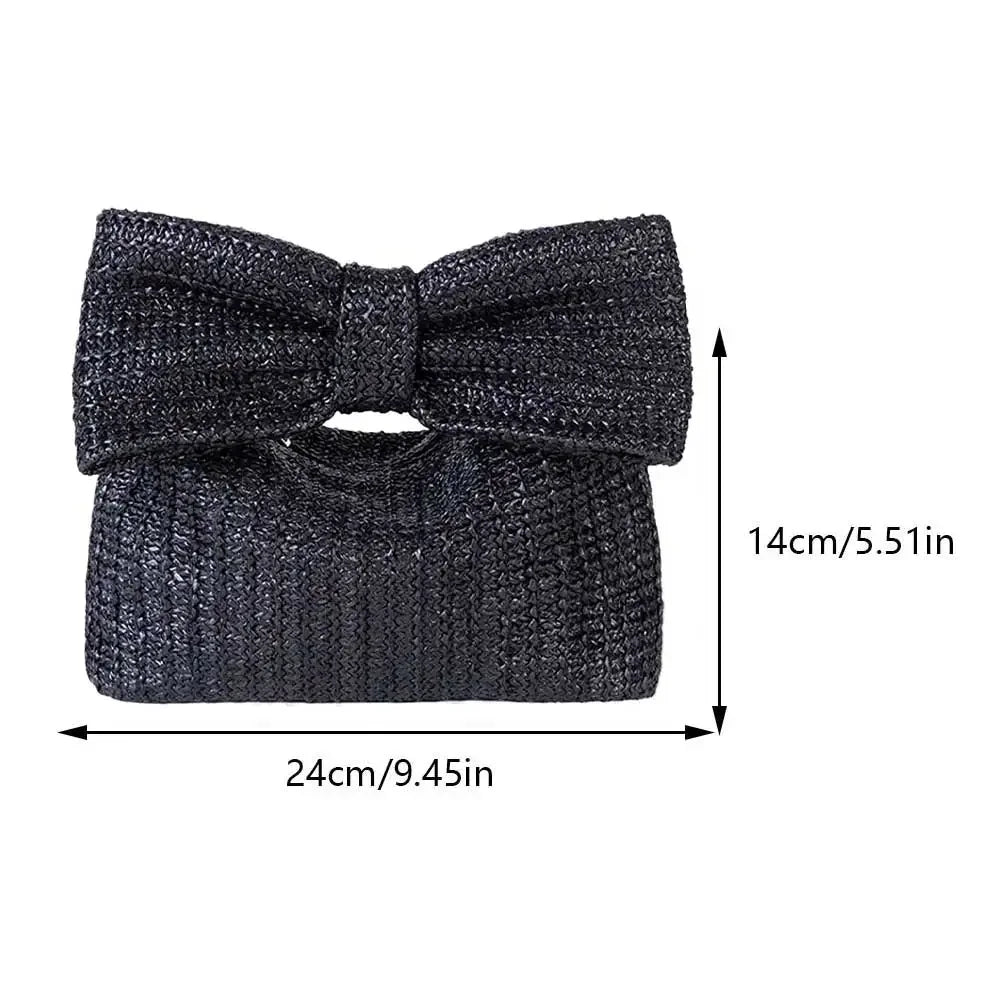 Summer Straw Woven Clutch Bag | Women's Bow Purse Luxury Design Ladies' Evening Handbag Luxegan