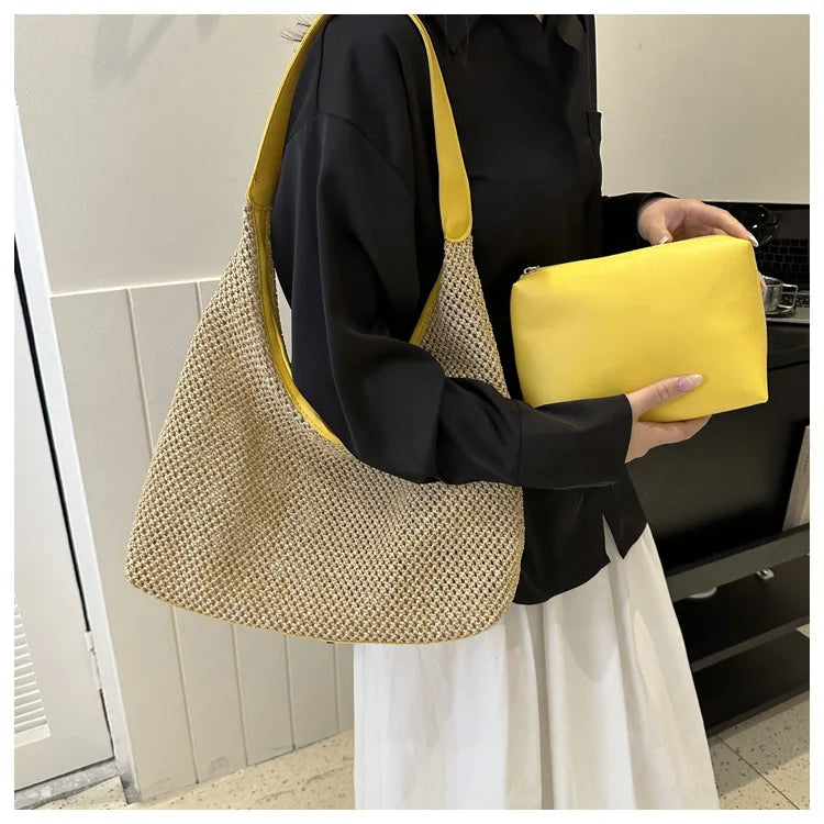 Casual Beach Summer Woven Bag | One-Shoulder Seaside Travel Straw Bag & Handbag Luxegan