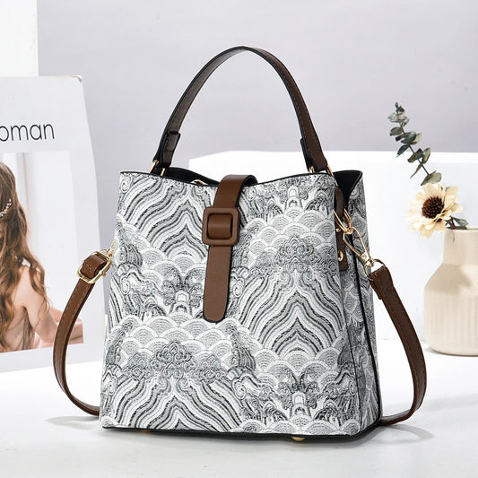 Large-Capacity Bucket Bag | Embroidered Floral Crossbody & Shoulder Bag Luxegan