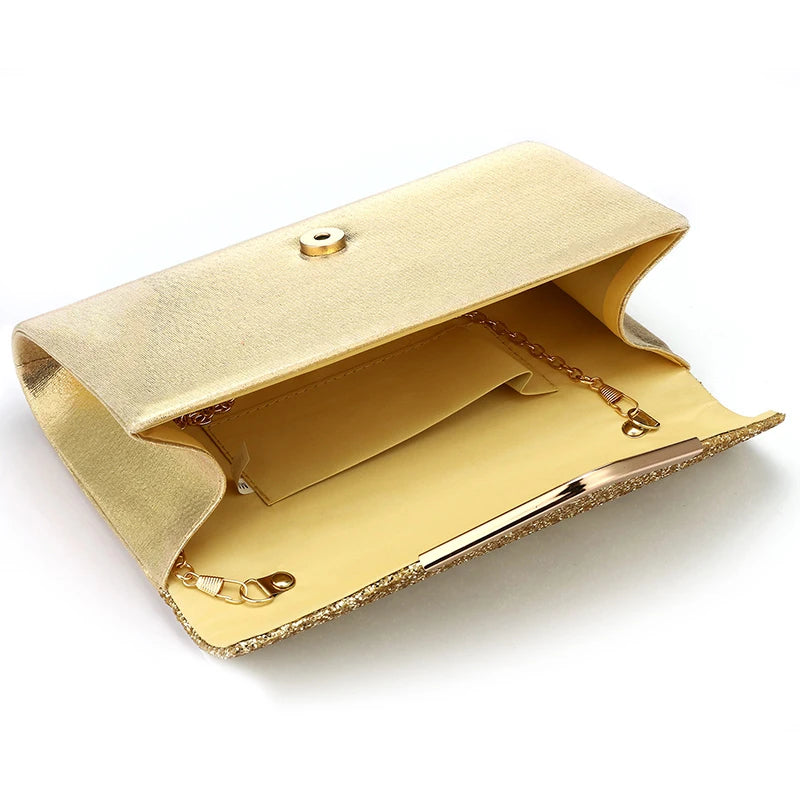Sequined Envelope Clutch Bags For Women Fashion Gold Purses And Handbags With Chain Shoulder Bags Wedding Party Clutches