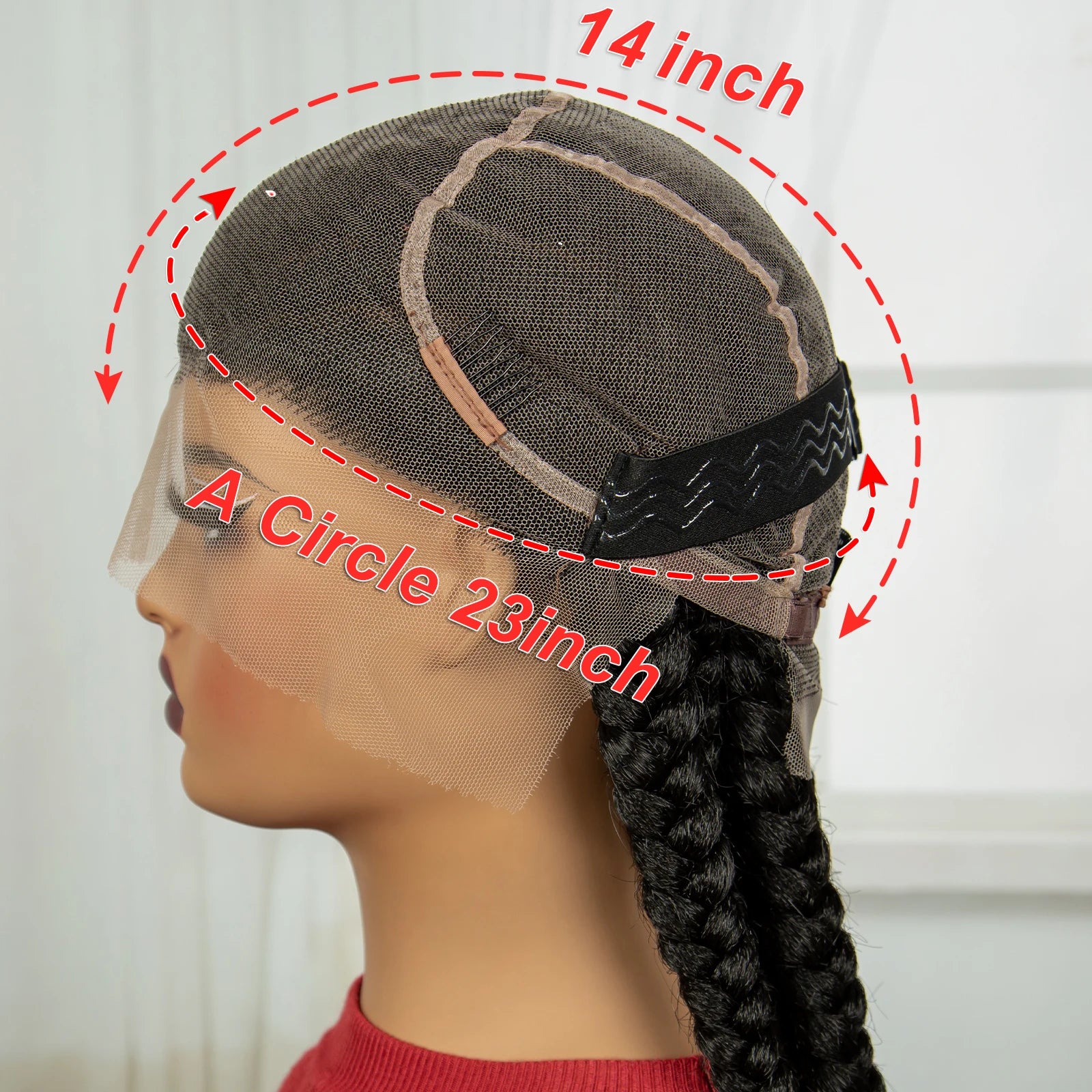 Synthetic Full Lace Cornrow Braided Wig – 32 Inch | Knotless Braids | Baby Hair | Transparent Lace - view 5