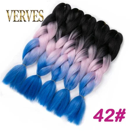 Synthetic Jumbo Braid Kanekalon Braiding Hair 24in | Ombre & Solid Colors | 100g