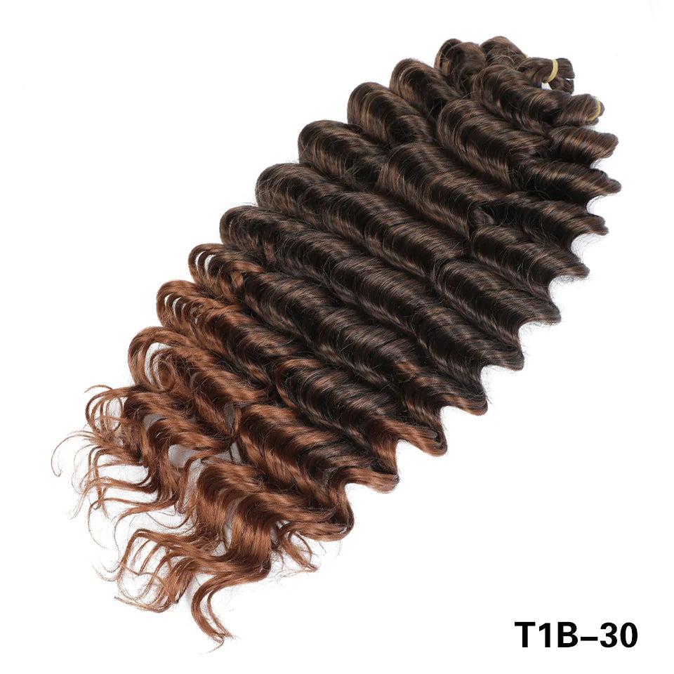 Deep Wave Crochet Braiding Hair 24in | 50 Strands 110g | 16 Colors | Water Wave Twist Luxegan