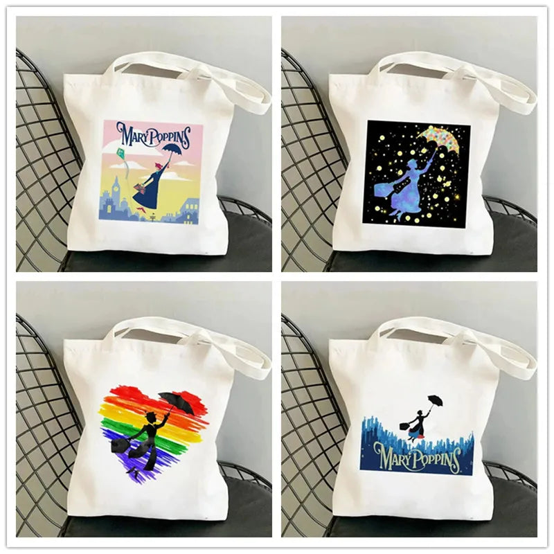 Canvas Cartoon Mary Poppins Tote | Soft Large Capacity Eco Shopping Bag Luxegan