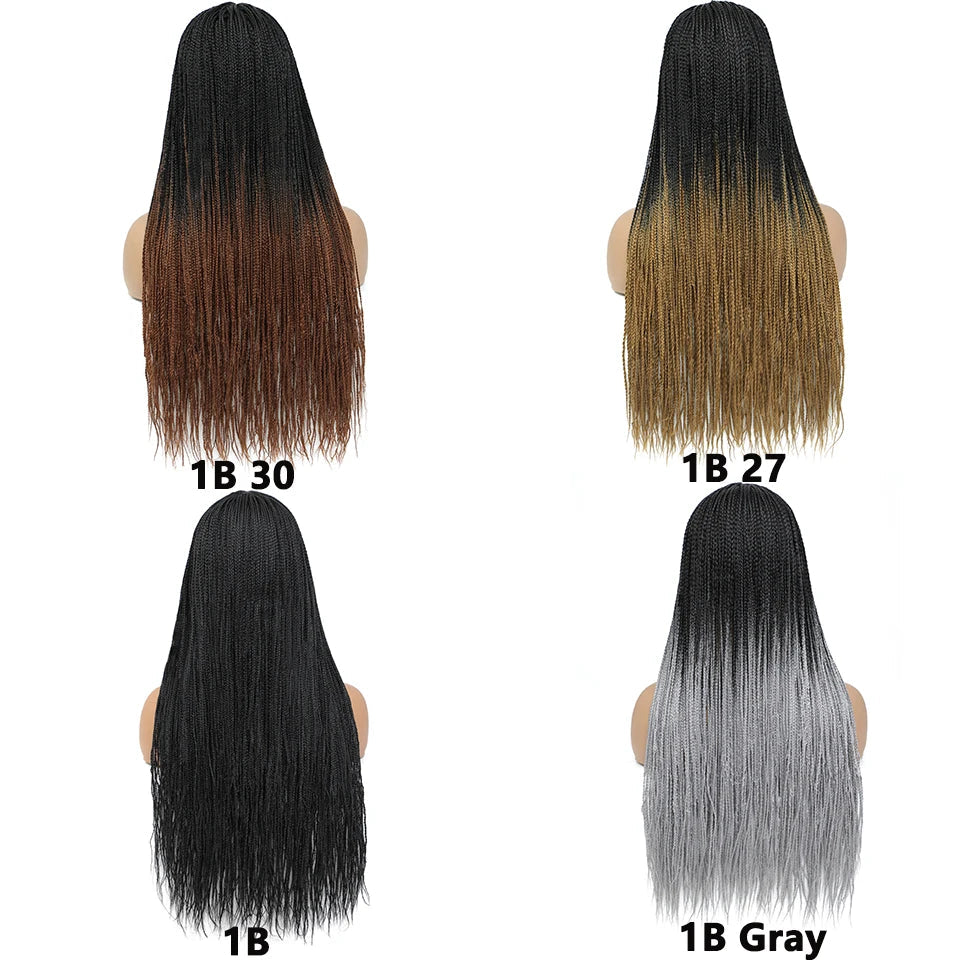 New Style Ombre Box Braided Wigs For Women Braided Wig Fake Scalp Wholesale Wigs Perruque Longue Synthétique Braiding Hair Wig Luxegan