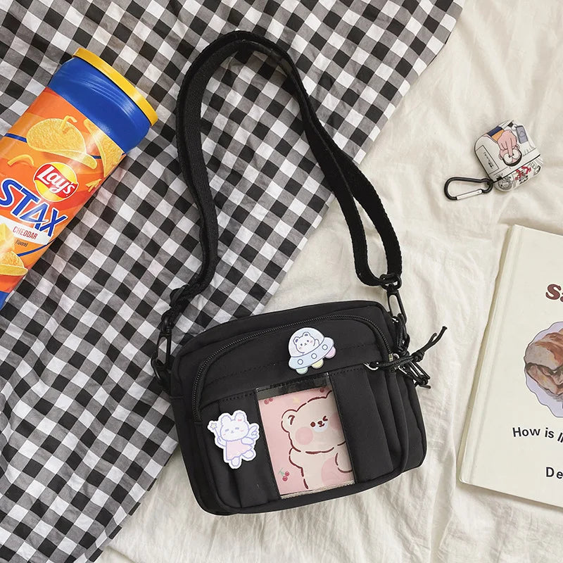 Kawaii Girls’ JK Transparent Bag | Sophisticated Modern Itabag | Elegant Small Crossbody & Shoulder Bag | "Dignified" Lightweight Nylon Purse for Versatile Styling Luxegan