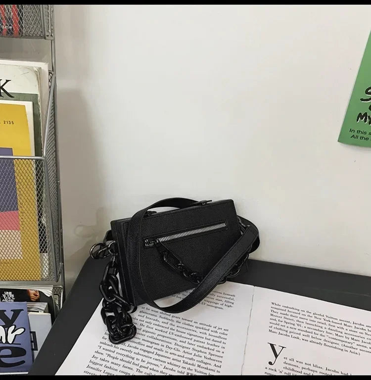 Hard Mini Flap Crossbody | Unisex Chain Messenger Bag Luxegan