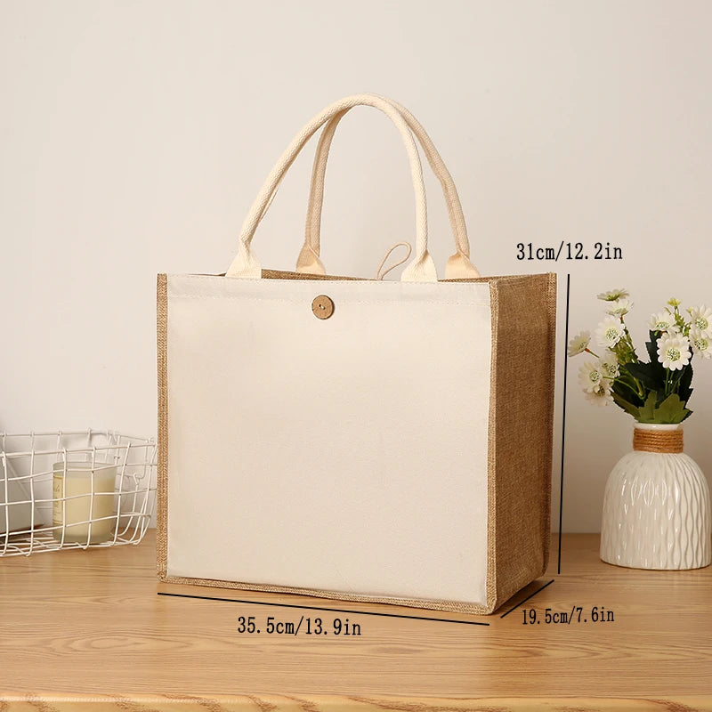New Linen Handbags | Large Capacity Jute Shopping Bag & Travel Organizer Luxegan
