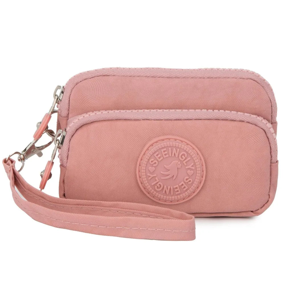 New Waterproof Coin Purse with Key Ring | Solid Color Card Holder & Large Capacity Wear-Resistant Handbag (Unisex Storage Bag) Luxegan
