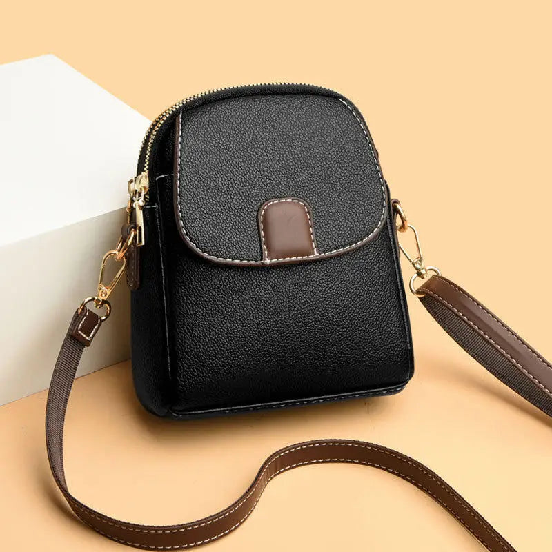 Fashion Leather Crossbody Bag for Women | Mini Shoulder Bag & Flip Zipper Messenger Bag (Students' Small Handbag) Luxegan