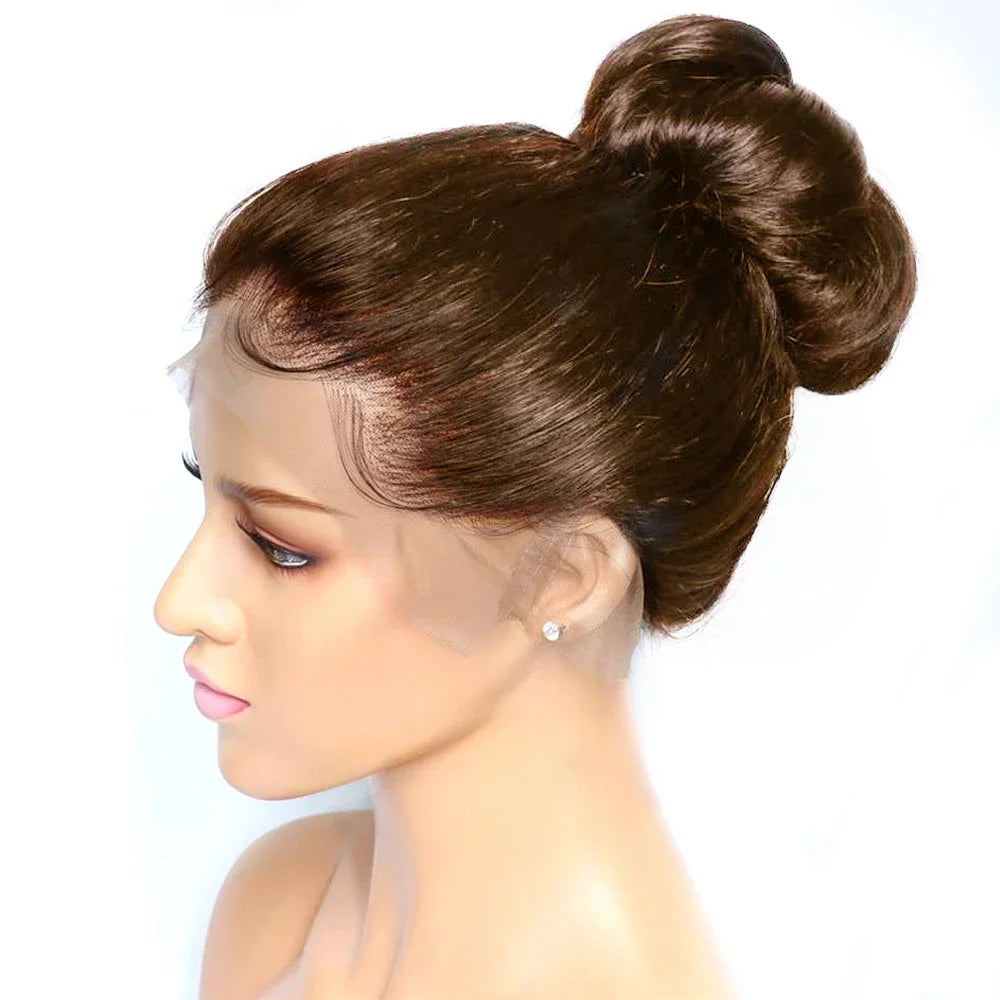 Invisi-Strap 360 Full Lace Wig | Sophisticated "Chocolate Brown" Straight Silhouette | Elegant 250% Density HD Lace Frontal | "Dignified" Honey Blonde Brazilian Human Hair Wig for Radiant Versatile Styling Luxegan