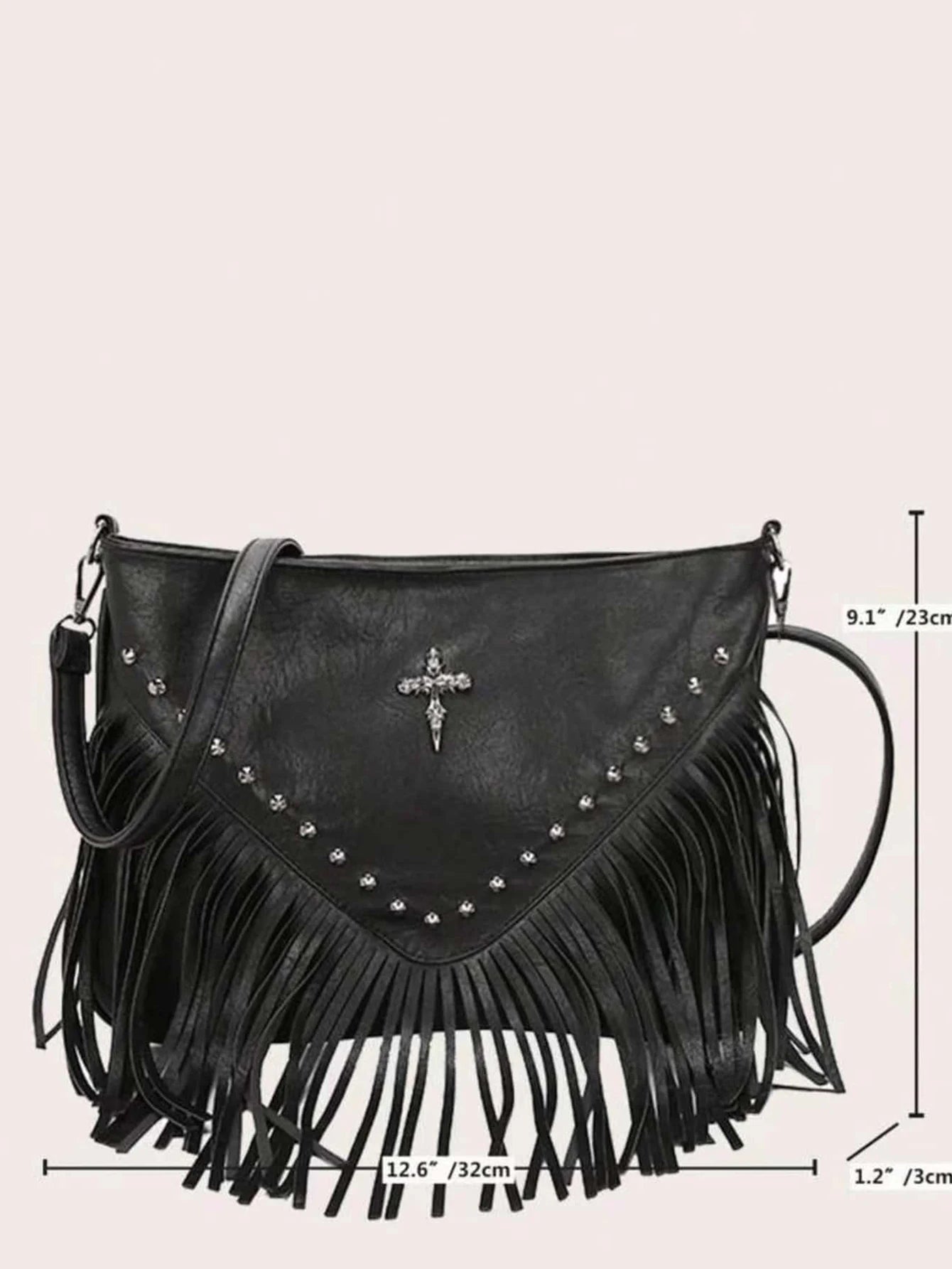 Bohemian Style Retro Leather Crossbody Bag | Tassel Studded Handbag Luxegan