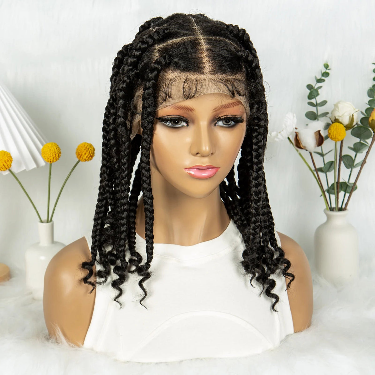 KIMA 14 Inches Synthetic Braiding Wigs Square Box Braided HD Full Lace Wigs for Africa Women Braided Wig with Baby Hair Luxegan