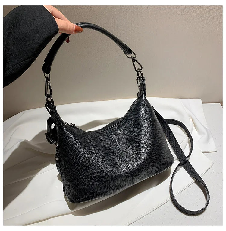 Genuine Leather Women's Bags | Fashion Tassel Women's Handbags & Crossbody Bags (Solid Colours Satchel Large Capacity) Luxegan