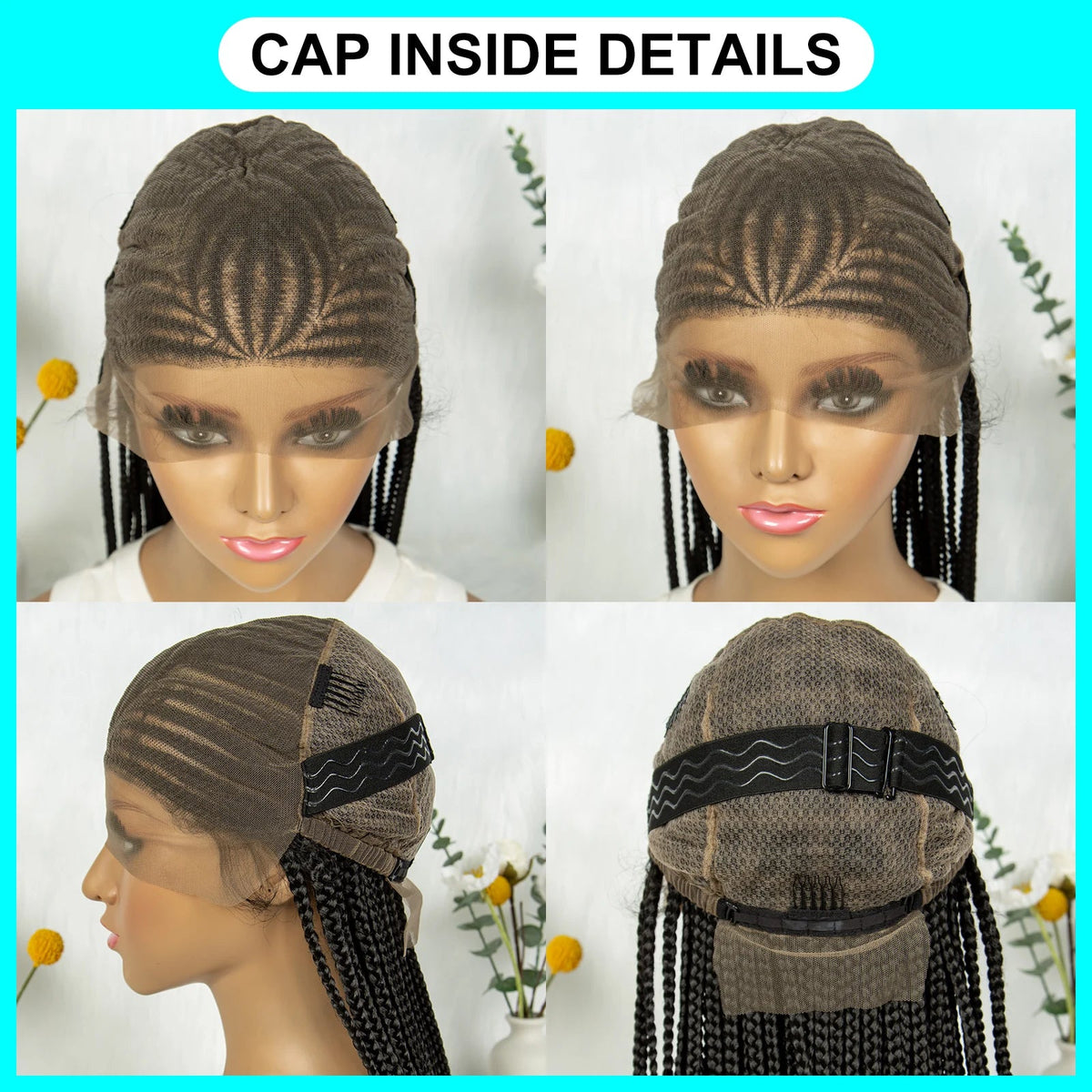 Box Braids Wig 36Inch Cornrow Braided Wigs Synthetic Full Lace  Braided Wig for Black Women Blended Lace Front Braiding Hair Wig Luxegan