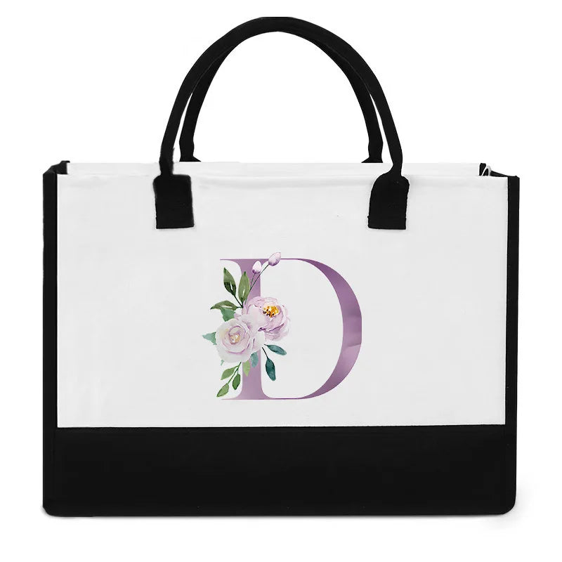 Vintage Purple Flower Series Canvas Bag | Large Capacity Reusable Jute Shopping Tote | Fashionable Imitation Sack Handbag & Casual Grocery Organizer (Unisex) Luxegan