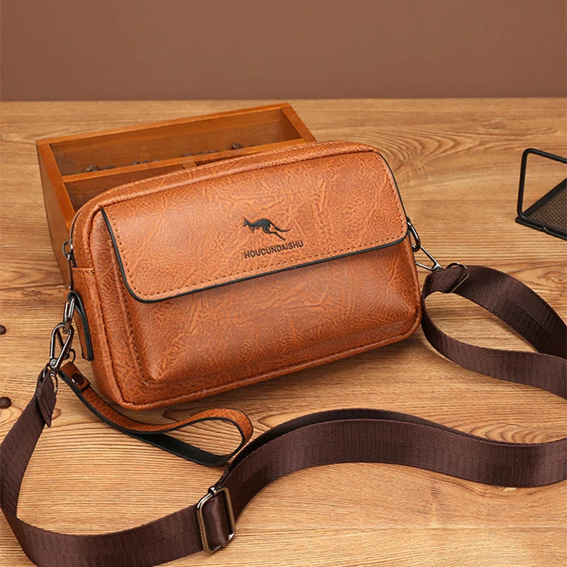 PU Leather Men'S Clutch Bag Long Wallet Mini Shoulder Handbag Square Cross Card Holder Phone Necessaire Pouch Hand Porter Bag
