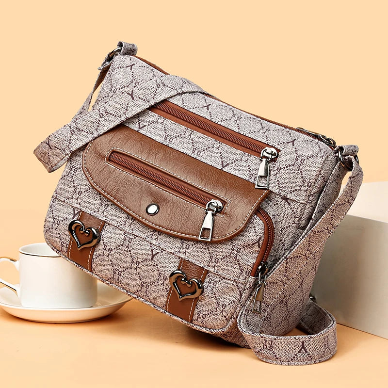 Old Style Multi-Bag Design | High-Quality Women’s Letter Print Handbag | Casual PVC Crossbody, Shoulder Bag & Wallet Set for Parties