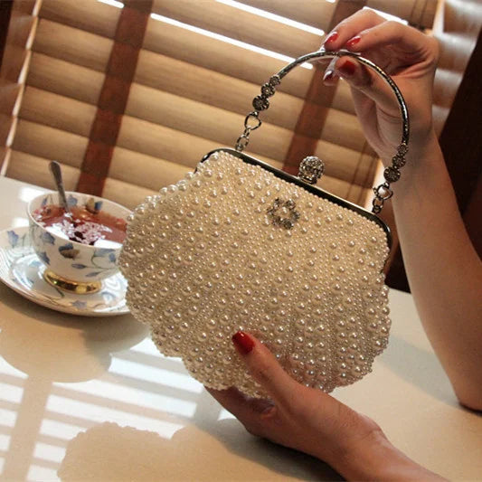 New Shell Pearl Rhinestone Dinner Bag | Sophisticated "Bride Dress" Silhouette | Elegant Banquet Small Diagonal Bag | "Dignified" High-Performance Beaded Essential for Radiant Versatile Styling Luxegan