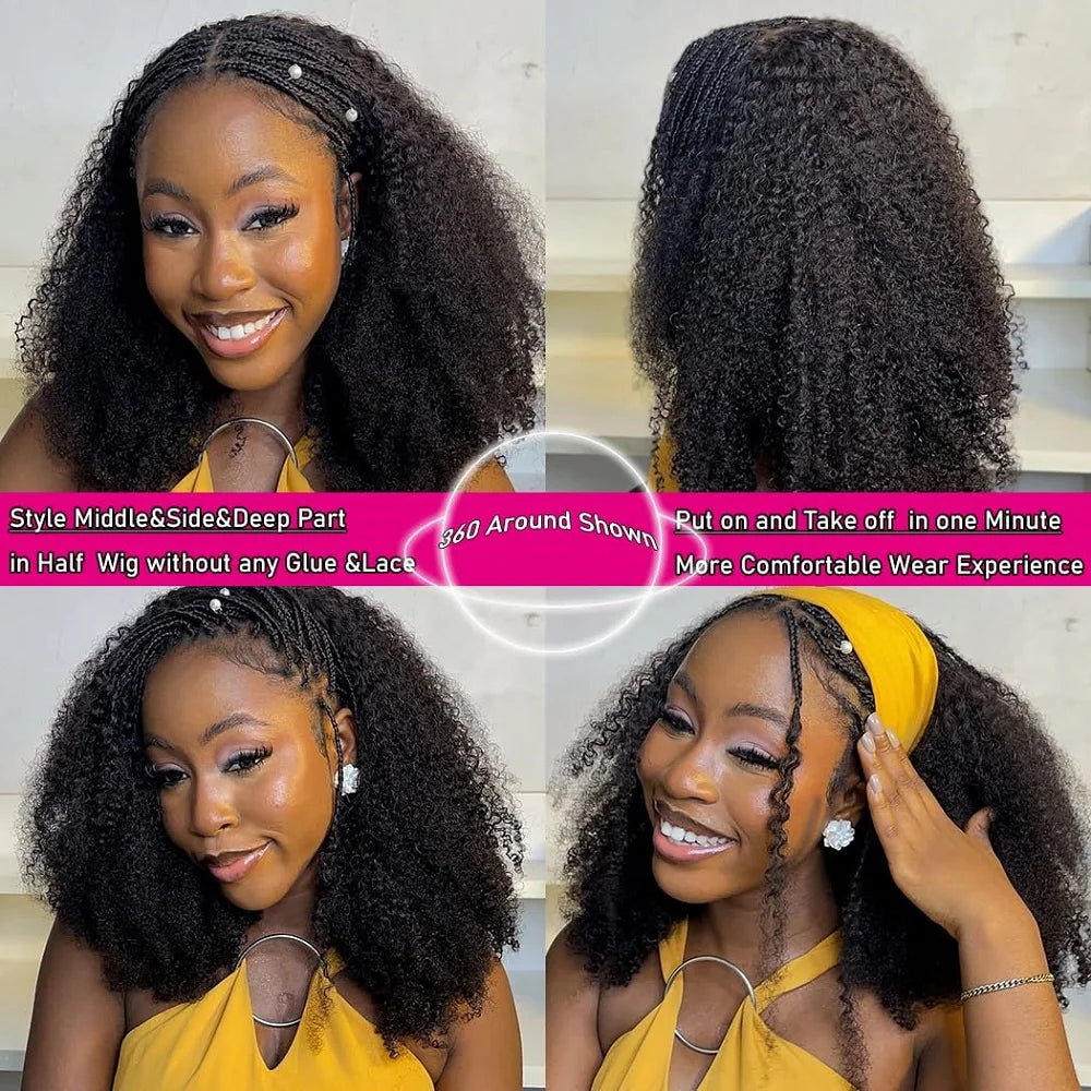 Glueless Half Wig | Malaysian Remy Human Hair | Jerry Curly, Kinky Curly & Kinky Straight Luxegan