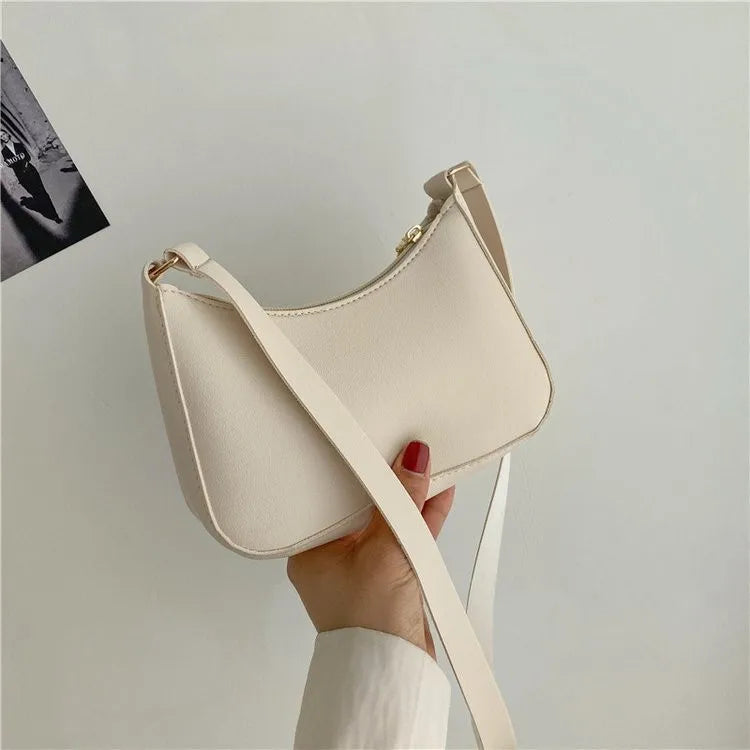 Retro PU Leather Shoulder Bag | Casual Solid Color Underarm Hobo Purse Luxegan